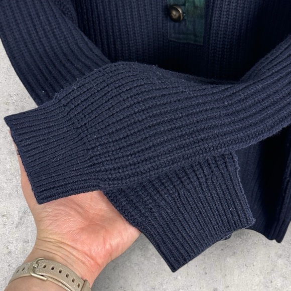 Sezane Ewen Jumper Sweater Navy Blue Green Scottish Tartan Womens Size Medium M - Picture 7 of 13